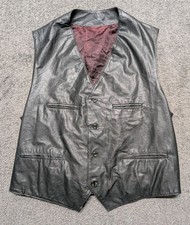 Vest Black Faux Leather Mens Size 58 XL  Fron...