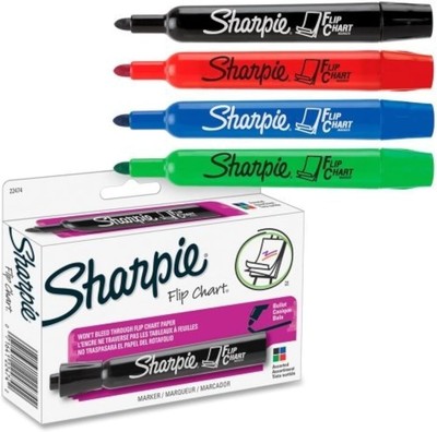 Sharpie Flip Chart Marker - Bullet Point 1 Count (Pack of 4), Assorted 