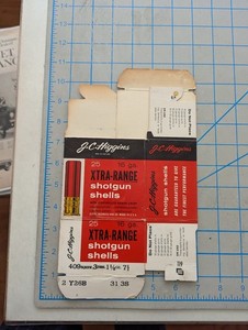 Vintage JC Higgins 16 Gauge XTRA-RANGE ShotGun SHELLS Cardboard Box Empty SET #1