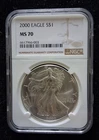 2000 Silver Eagle NGC MS-70 Brown Label