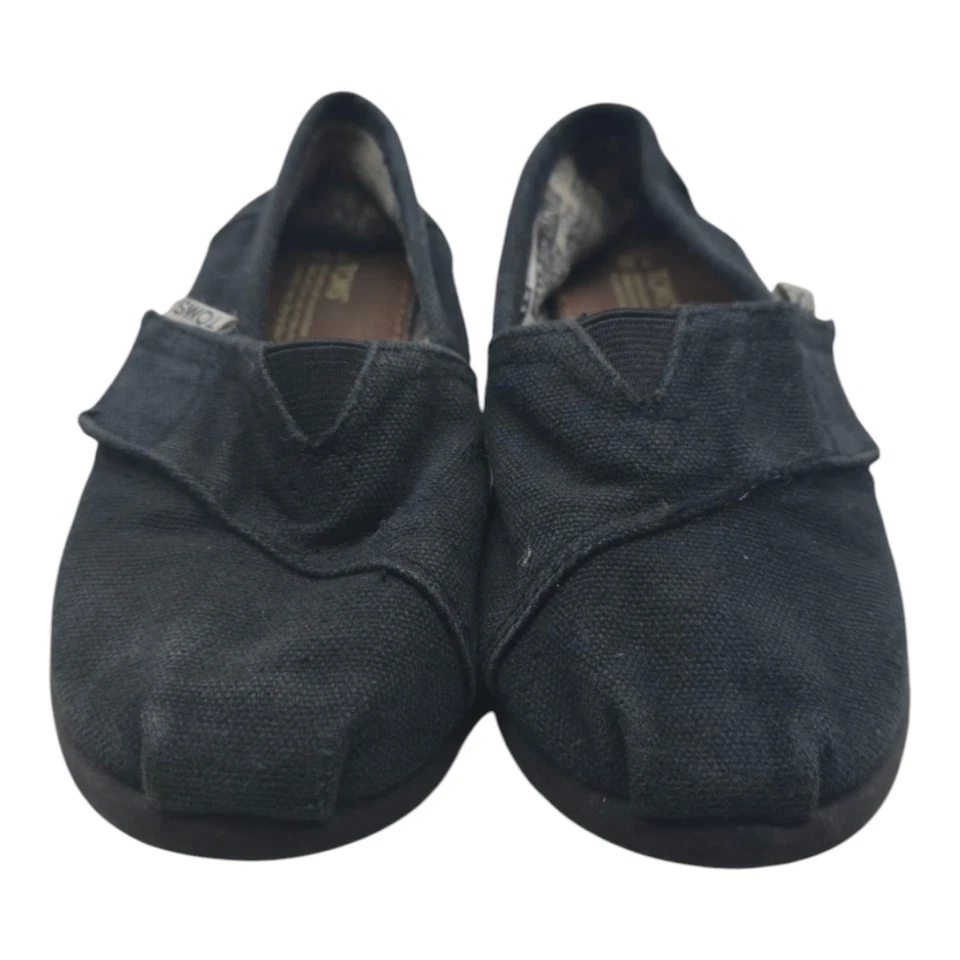 Zapatos Toms Niño Pequeño T10 Negro Sin Cordones Preppy Distressed Bebé Rencor  Foto 2 de 4