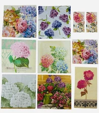 10 pcs Decoupage napkins Craft Art Pink Blue White Hydrangeas Flowers  (Set #19)