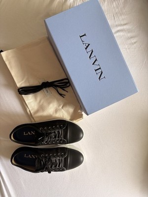 LANVIN Dbb1 Cap Toe 42 Black Leather Men's