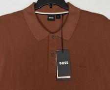 Hugo Boss Para Hombres 3XL Etiqueta Negra Pallas Polo Marrón Algodón Piqué Nuevo Con Etiquetas