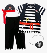4T Toddler Pirate Costume - 4 Piece W Eye Patch Halloween Dress Up Playtime NEW