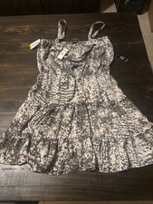 Express Gray Animal Print Tiered Dress Size M