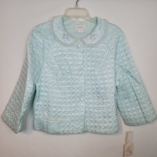 Giacca letto trapuntata serena raso Barbizon vintage nuova con etichette donna L Candy Puff blu