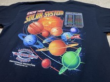 Vintage Smithsonian Space Museum Solar System Double Sided Tshirt Black XL Y2K