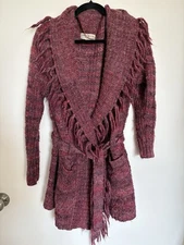 Idyllwind Miranda Lambert Fringe Hippie Country Burgundy Stevi Cardigan Medium