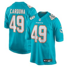 Miami Dolphins Joe Cardona #49 Nike Aqua 2025 Official NFL Player Game Jersey