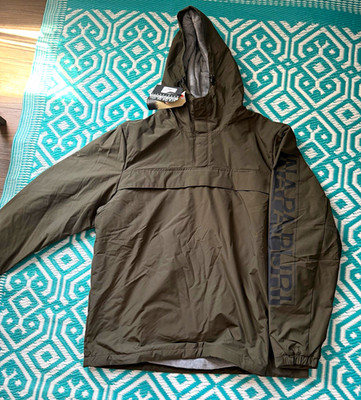 Napapijri Geographic Men s Green Hooded Anorak Zip Jacket Loose Fit XL