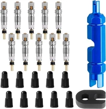 22PCS Bike Presta Valve Core Kit Motorbike Tubeless Valve Caps with Alloy Remov