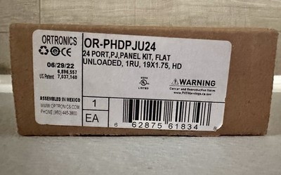 Ortronics  HDJ Series Unloaded Flat Panel, 24-Port, 1 RU, Black