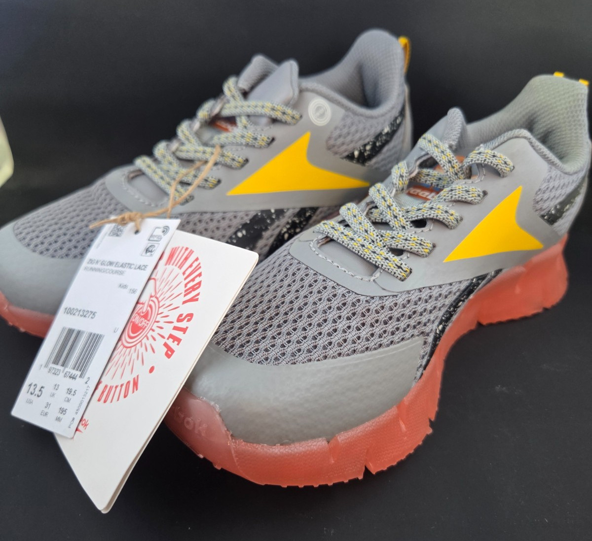NEW! Reebok Blippi Zig N Glow Youth 13.5 Gray Unisex Elastic Lace Light Up Shoes thumbnail 5