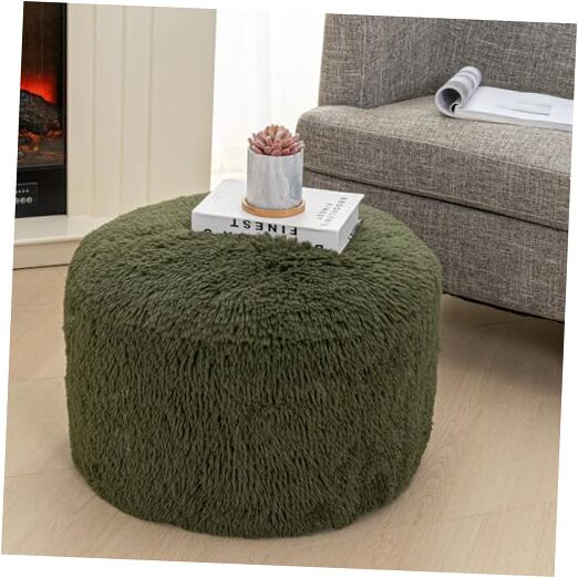 Pouf Ottoman Unstuffed Round Foot Rest Poof Ottoman Dark Green Pouf No Filler