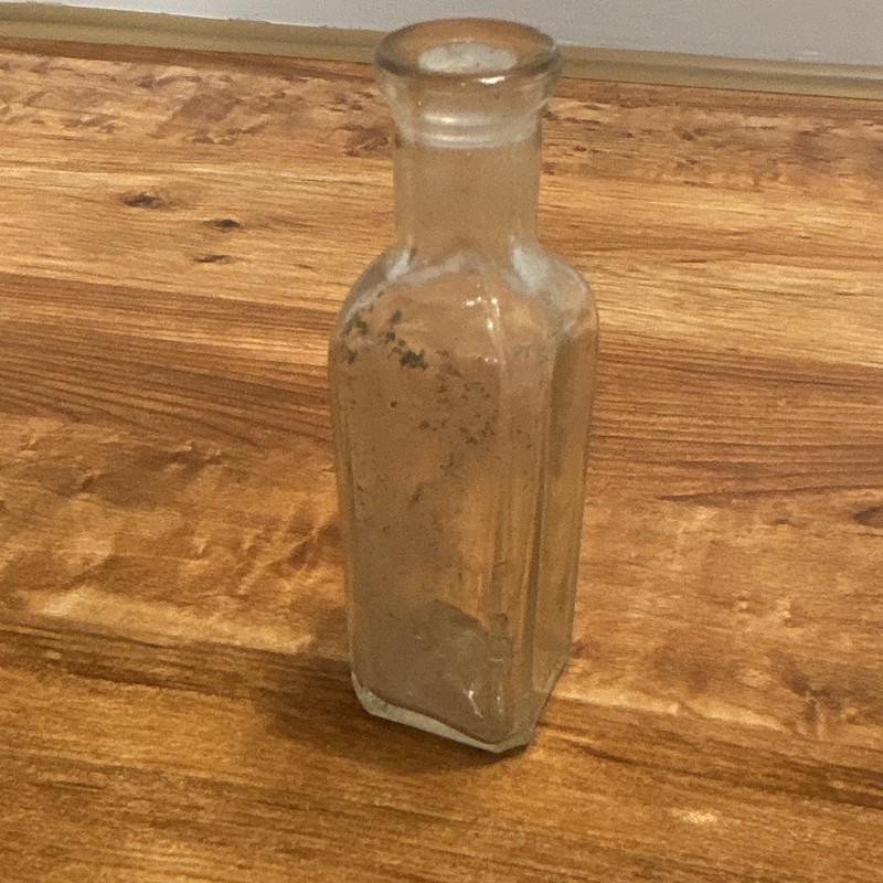 Clear Glass Rectangular Medicine Bottle with Stopper Top, Medicine Style