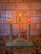 VTG 3 Light Candolier Drip Christmas Candelabra Electric with Orange Bulbs #1