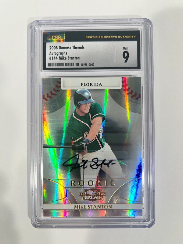 2008 Donruss Threads Rookie Auto Giancarlo Mike Stanton /465 #144 Auto CSG 9
