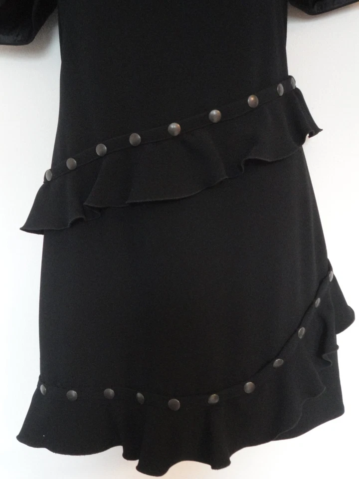 VESTIDO MOSCHINO MINI NEGRO CON VOLANTES IT40/US6 Foto 2 de 4