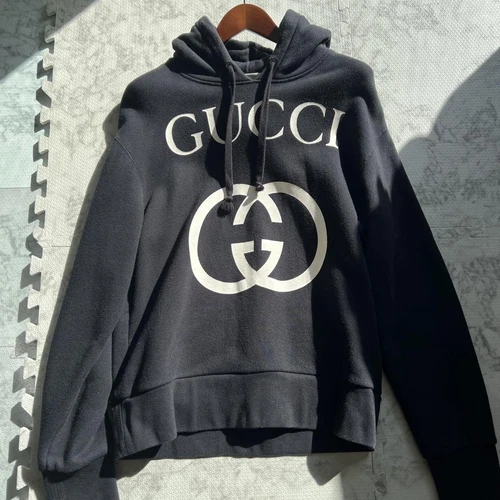 Autentico Gucci Parka Incastro Logo GG Nero Oversize Uomo Moda