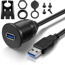 ICESPRING USB 3.0 Male to Female AUX Flush Mount Extension Cable for Car Truc...