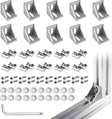 10 Sets 4040 Aluminum Corner Bracket Kit with T-Nuts & Wrench for DIY Projects