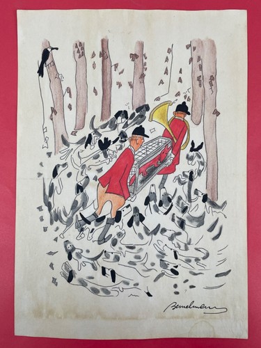 Ludwig Bemelmans Drawing on paper (Handmade) signed and stamped Vintage Art