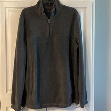 Men  s soft fleece quarter zip pullover dark gray Croft  Barrow Sz L 44/46 