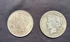 Lot Of 2 Silver Peace Dollars