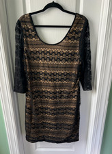 Torrid Womens Dress Black Nude Lace Sheath Long Sleeve Whimsigoth Size 2 2X NEW