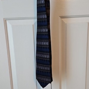 Mosaic Handmade Pure Silk Men's Tie Blue Black Geometric Abstract Pattern