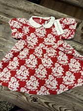 NWT Janie And Jack Girls 6-12 Month Jacquard Dress Puff Sleeve Floral Holiday