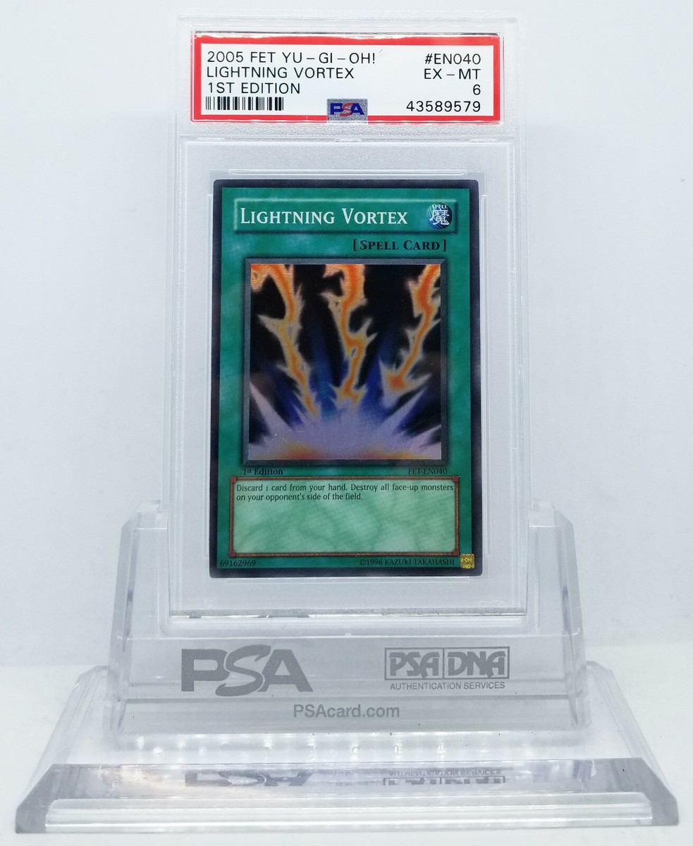 YUGIOH 1ST FET-EN040 LIGHTNING VORTEX SUPER RARE HOLO FOIL PSA 6