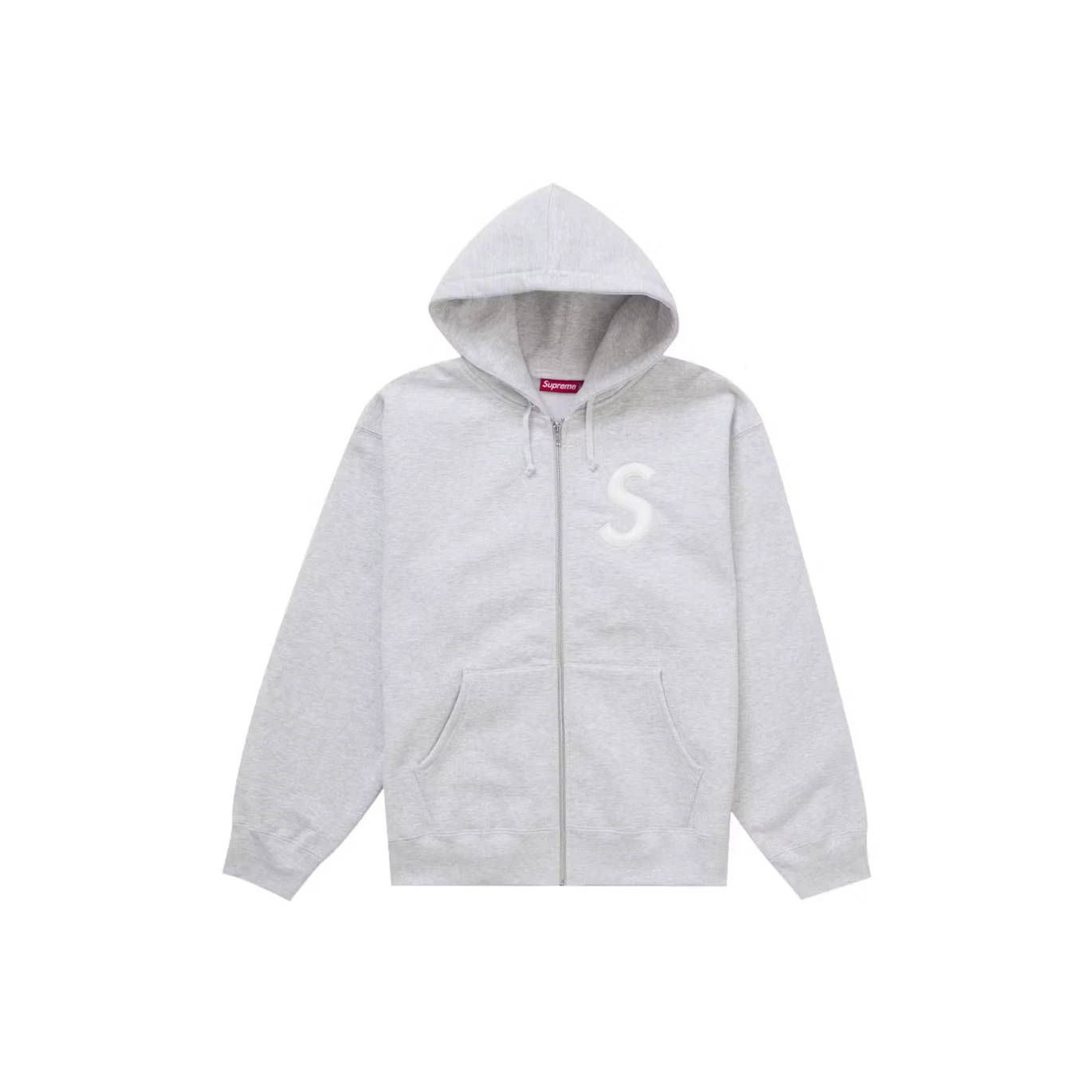 Sweat à capuche zippé avec logo Supreme S (FW24)   Gris cendre