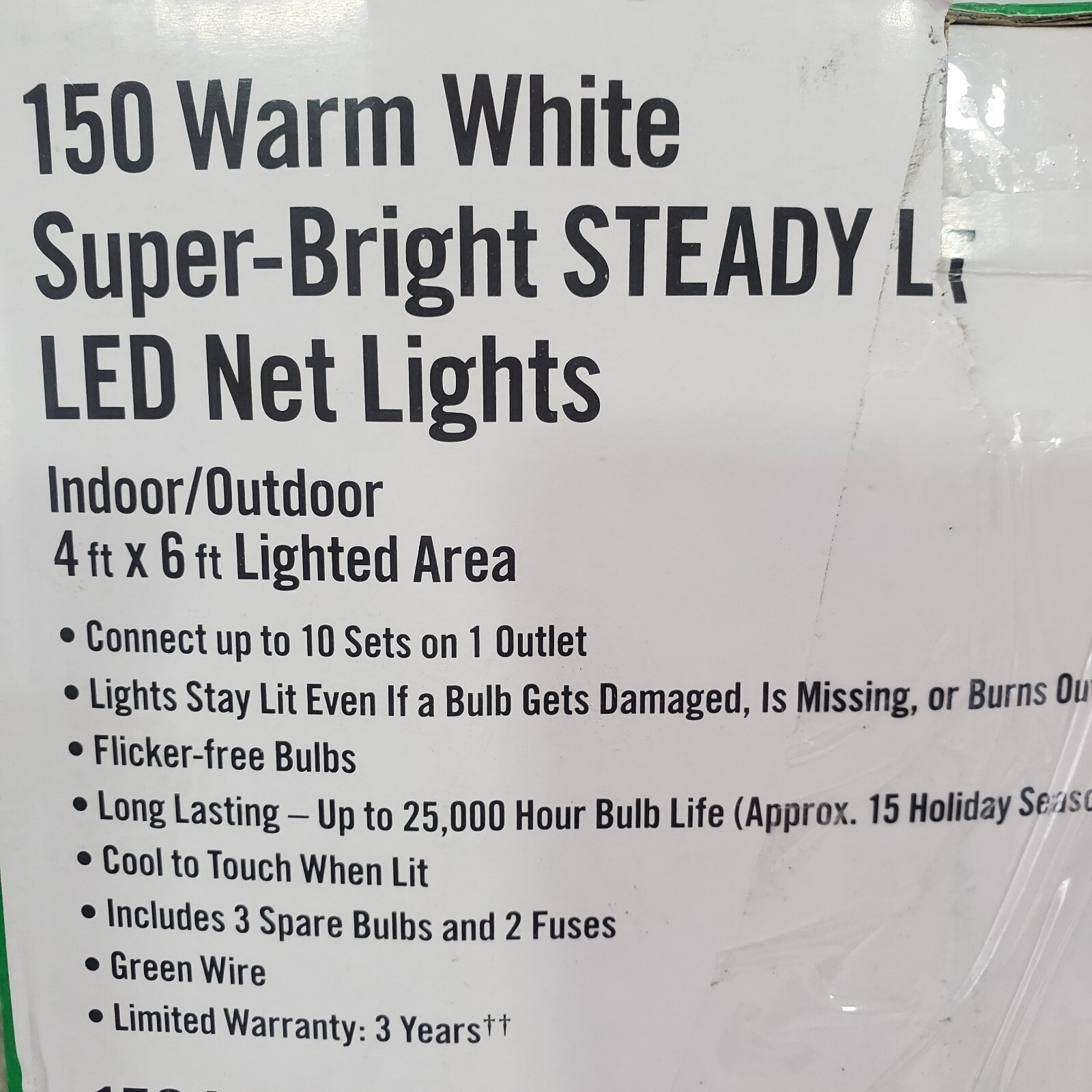 Home Accents 150 Warm White LED Net Lights Steady Lit 4'x6' Super