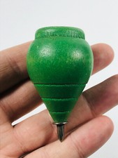 1950's Vintage Wooden Spin Spinning Toy handpainted metal tip