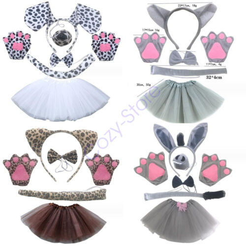2024 NEW Animal Set Costume Dress Up Party Bowtie Tail Ears Baby Kids Adults - Picture 1 of 36