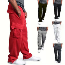 USA Men's Jogger Heavy Weight Fleece Cargo Pocket Sweat Pants S 4XL