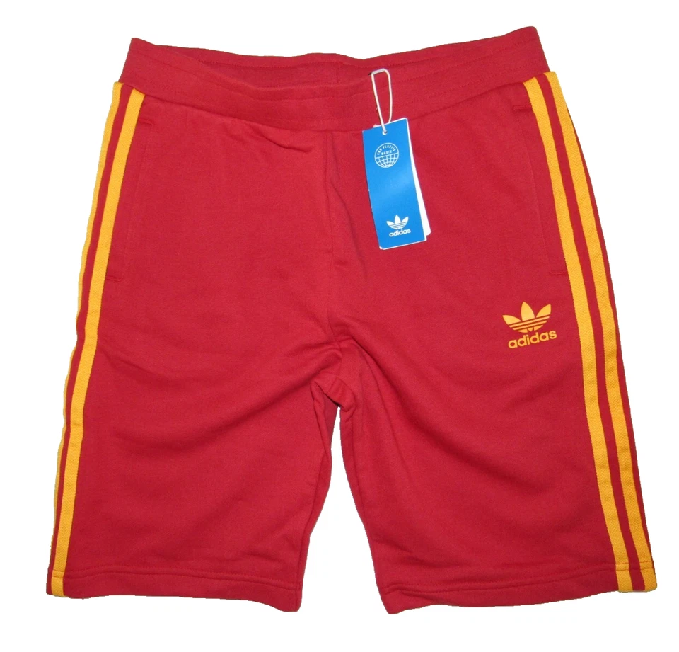 Pantalones Cortos Adidas Originales Trefoil Essentials Jóvenes Niños Talla L 13-14 Rojo/Amarillo Foto 2 de 4