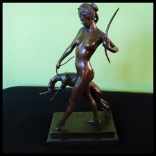 Figurine Bronze Art Nouveau "Girl with Dog" 2,7 kg