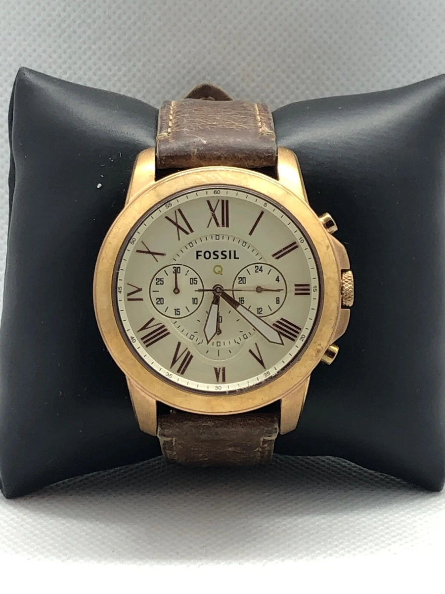 Fossil Q NDW1 Men s Brown Leather Analog Silver Dial Genuine Wrist