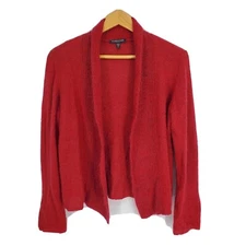 Eileen Fisher Open Front Cardigan Sweater Wool Mohair Cashmere Red Size PS
