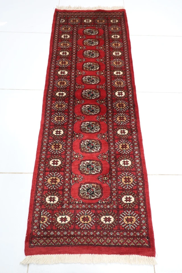 6 ft Tribal Runner Rug 2'2 x 6'4 Afghan Hand Knotted 100% Wool Bedroom Rug - Image 2 of 4