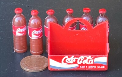 Puppenhaus 6 Coca Cola Flaschen Lose IN Schutzhülle 1:12 Skala Kneipe BAR Coke