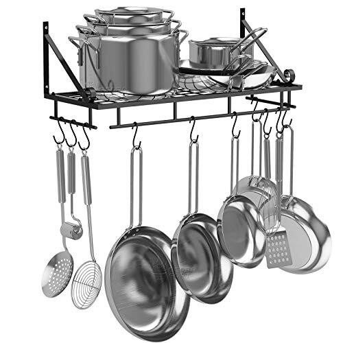 Kitchen Rack - Black Metal, 60cm, Cooking Pot Rack, Stand Wall Mounted - Picture 1 of 5