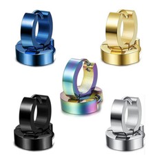 2PCS Small Hoop Earrings for Women Men Stainless Steel Endless Hinged Piercings