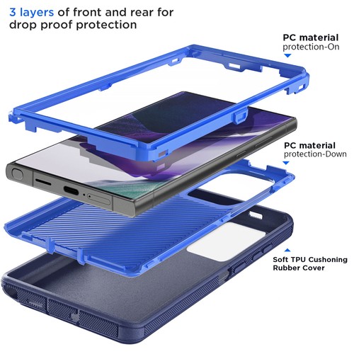 For Samsung Galaxy Note 20/20 Ultra 5G Heavy Duty Hybrid Rubber Phone Case Cover - Picture 40 of 54