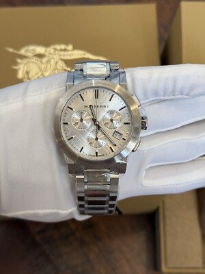 Brand New Burberry BU9750 Women The City Dark Grey Chronograph