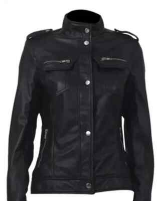 Stylish New Black Women's Jacket Genuine Lambskin Leather Handmade Soft Biker