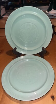 Lynns Concentrix Sea Foam Green Stoneware 11  Dinner Plates Set of 2